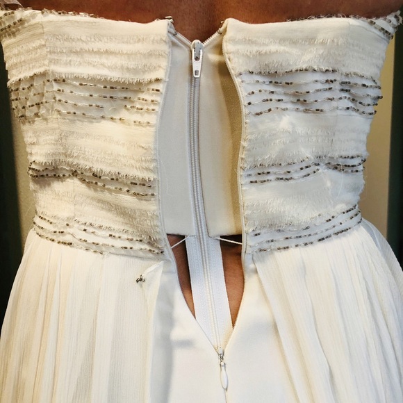 JASON WU Cream Silk Beaded Strapless Dress 8 4 - Picture 8 of 9